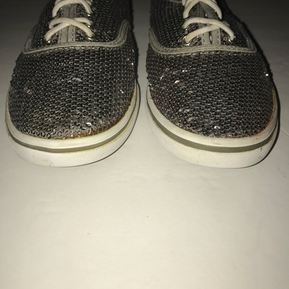 Vans Silver Sequin Sneakers Tennis Shoes - Picture 6 of 7